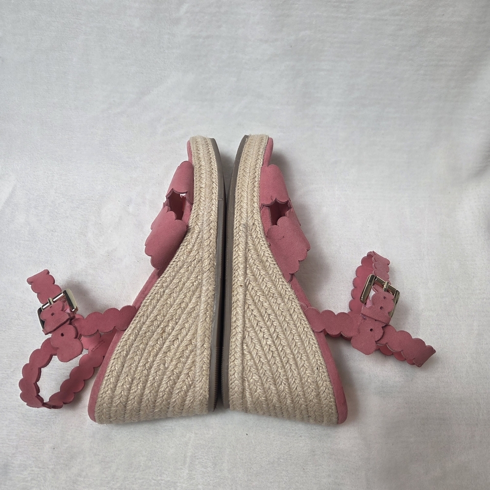 Ted Baker London Pink Leather Strappy Scalloped Wedge Sandals - Picture 5 of 7